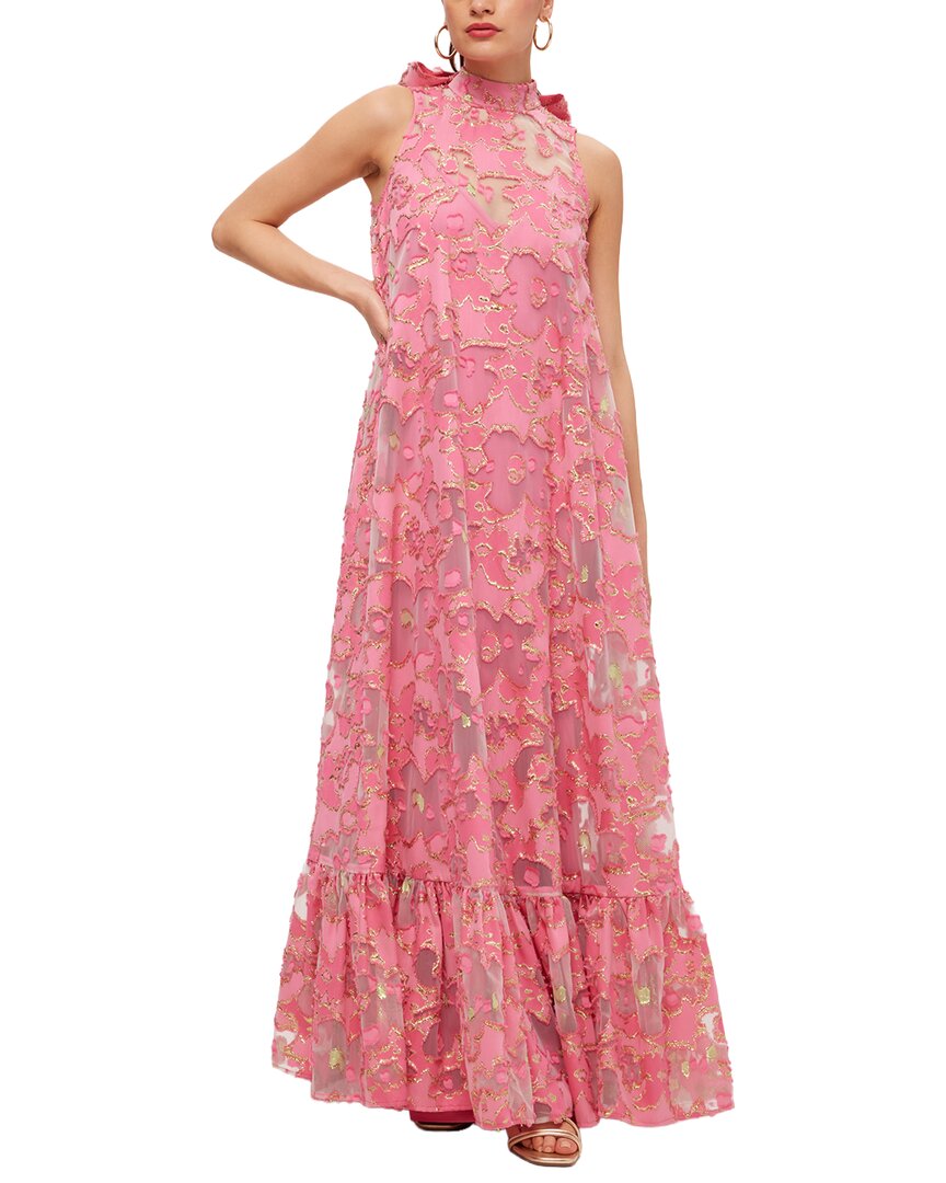 trina turk pink dress NWT- 'Moore' Cascading-Sleeve Crepe Dress, Flower Child The Trina Turk Collared Lace Trina Turk Women's Leading Dress