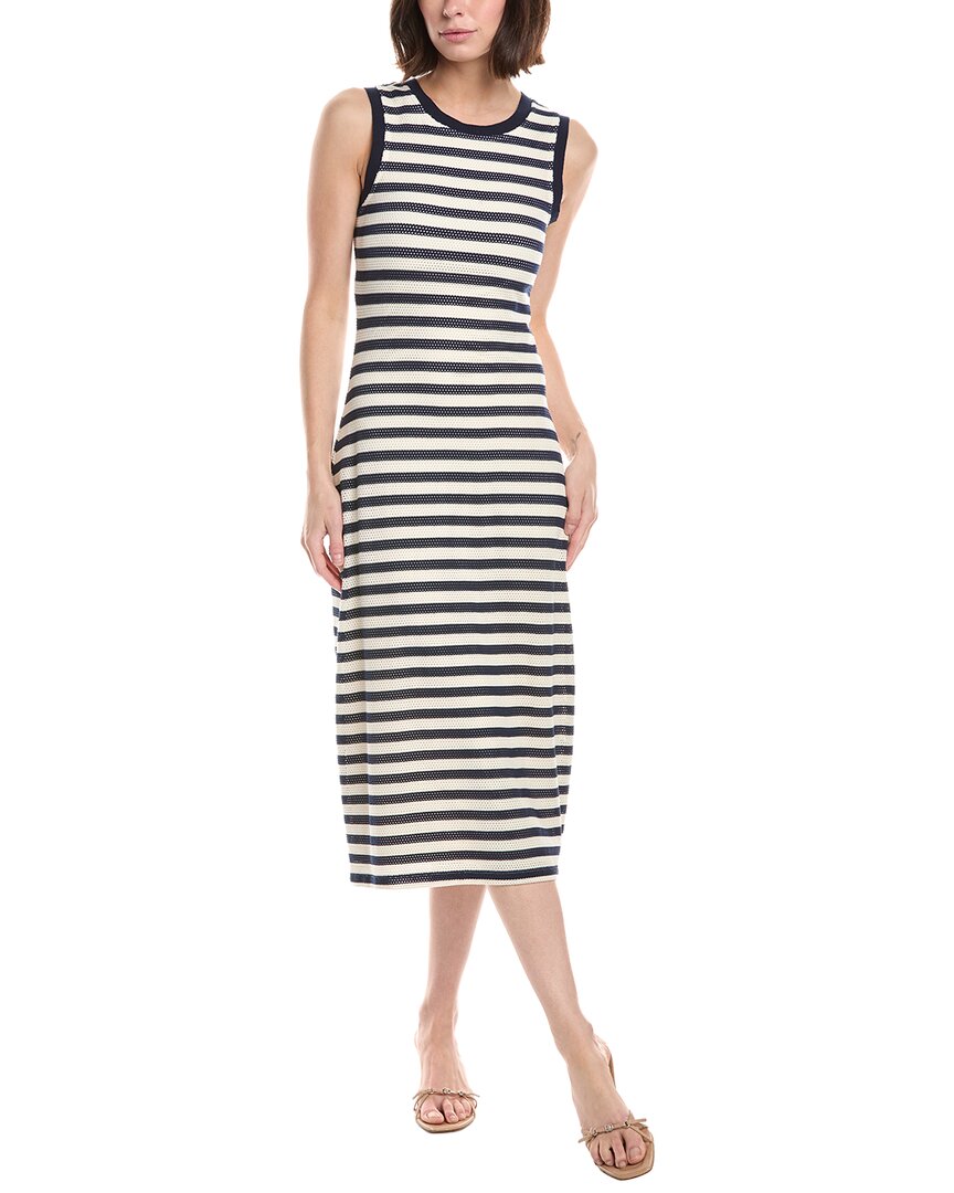 a line denim midi dress Blue Denim Puff Sleeve Sienna Midi Dress