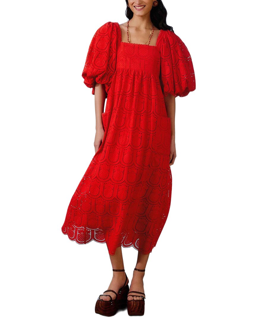 open lace back dress Farm Rio Pineapple Eyelet Maxi Dress – Bluefly