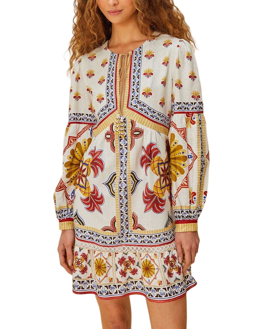 Farm Rio Linen-Blend Marys Tiles Mini Dress  Bluefly