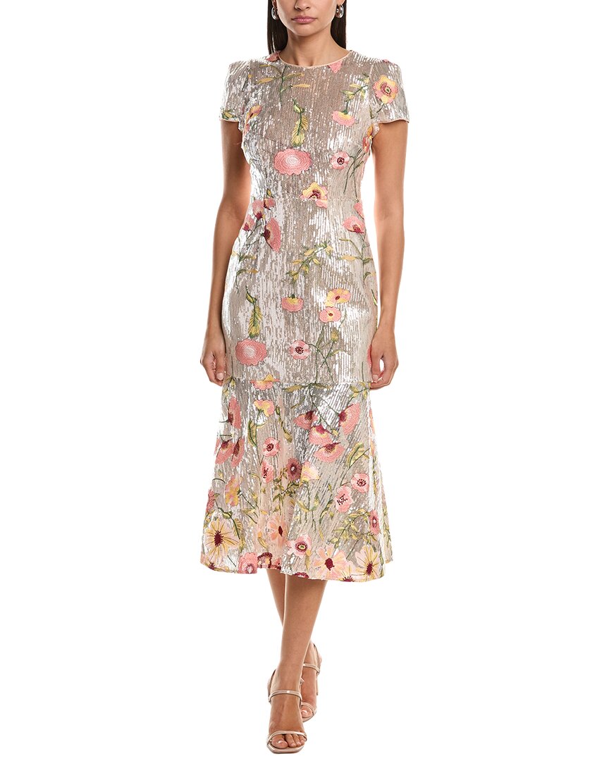 milly sequin dress Tahlia Floral Sequins Embroidery Cap Sleeve Midi in Silver Shown on a 5 Blue Prom Dresses With purple suit for men Shoe Size (EU):7