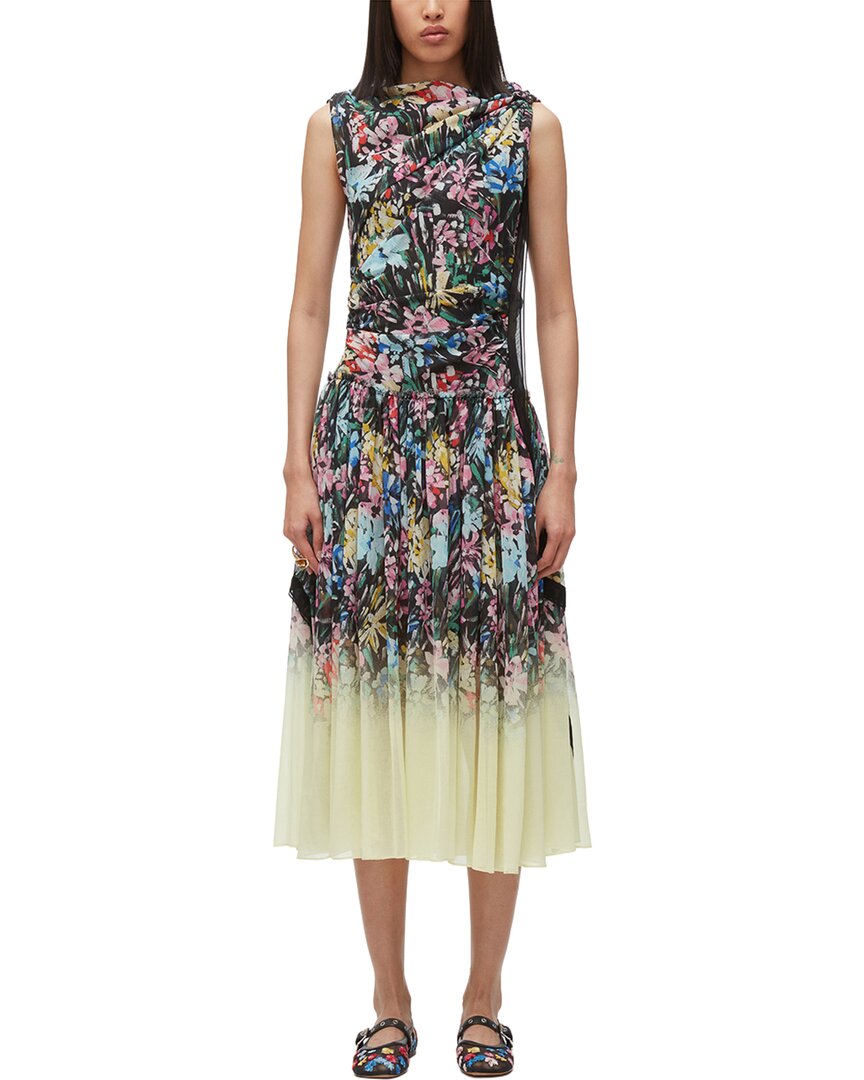 phillip lim silk dress 3.1 Phillip Lim Floral Silk Draped Midi Dress, Black, Women's, 0,