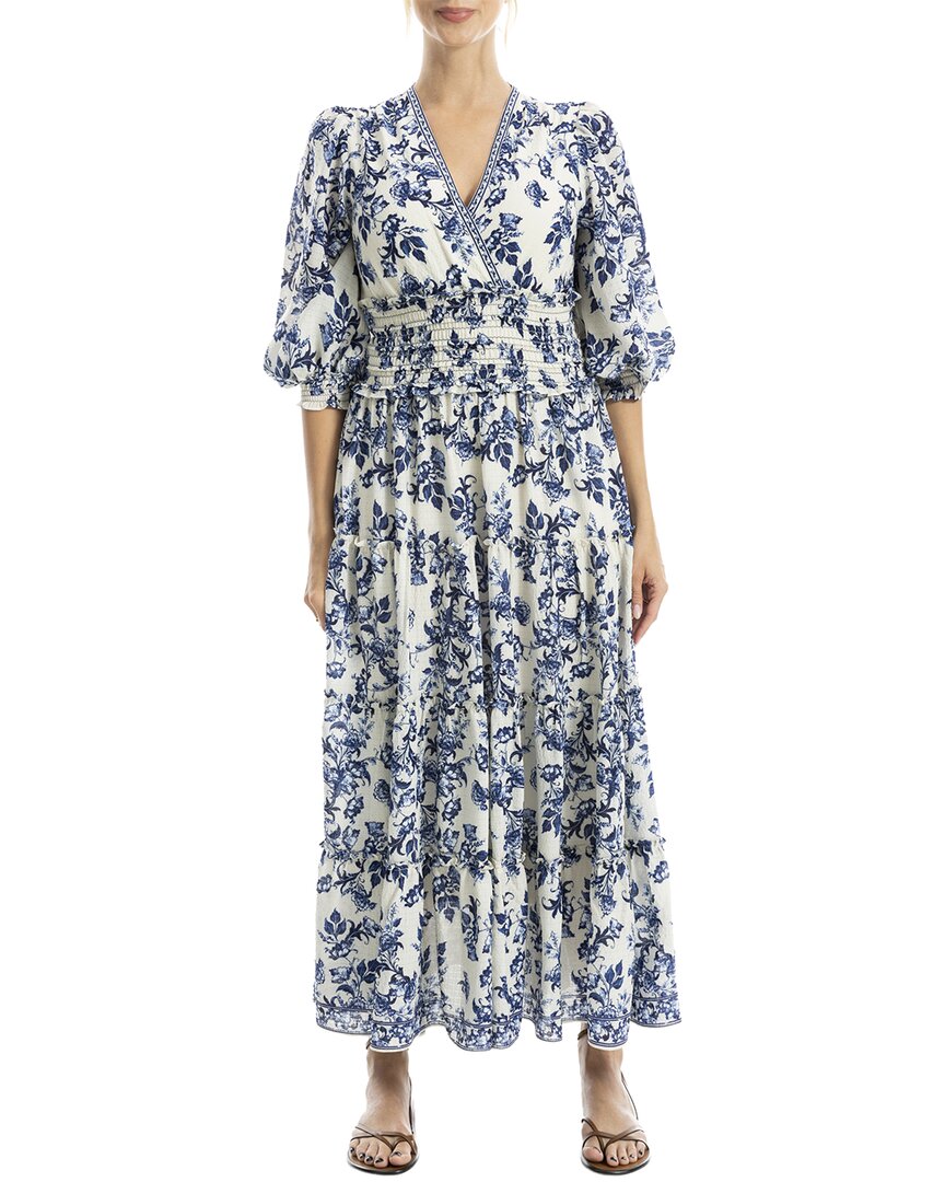 Max Studio Surplice Smocked Waist Maxi Dress