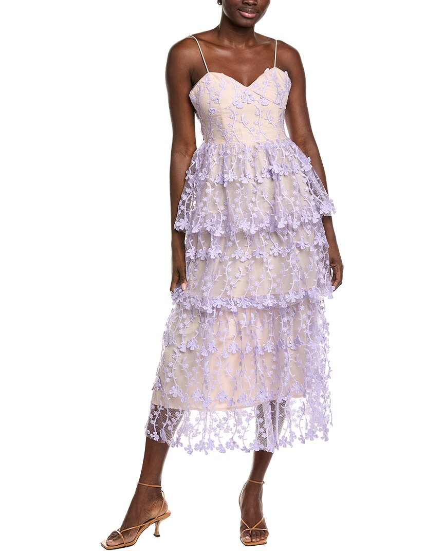 endless rose crochet layered midi dress our 3D Floral Layered elegant blue embroidered hanfu black strapless dress Color:M-Spa