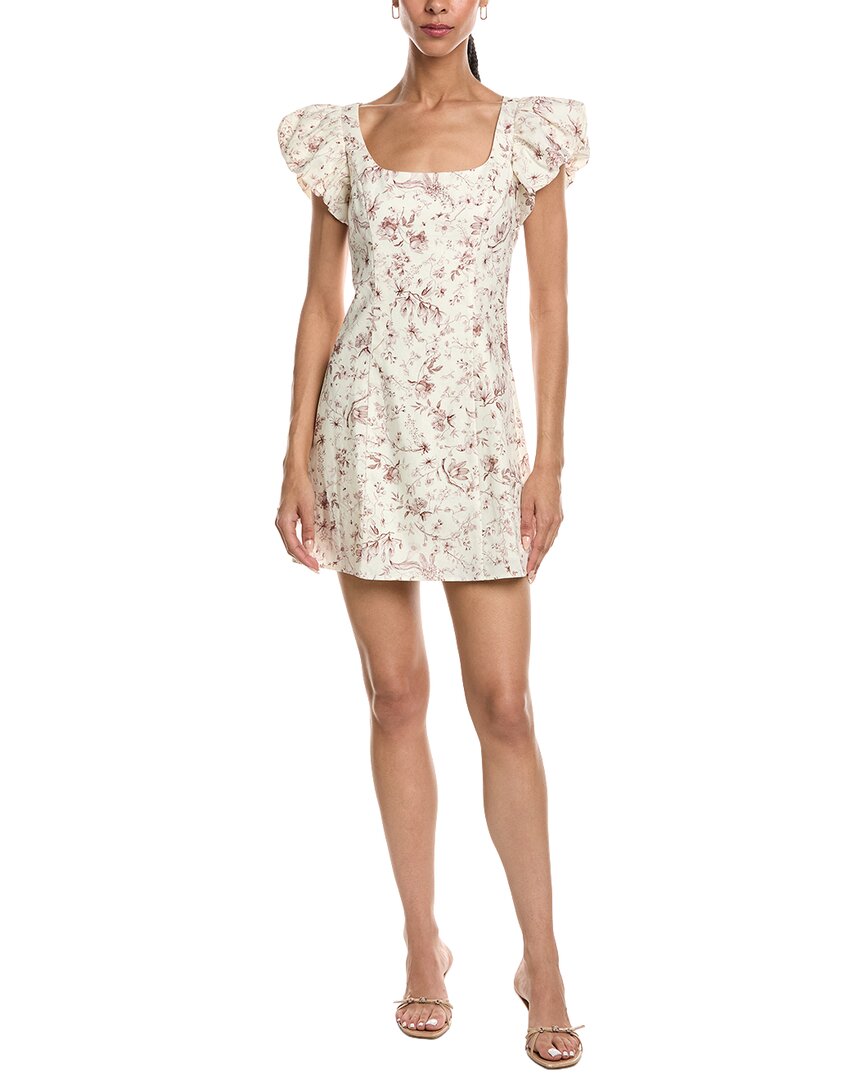 capped sleeve mini dress Reveriee Cap Sleeve Mini Dress, White / 4