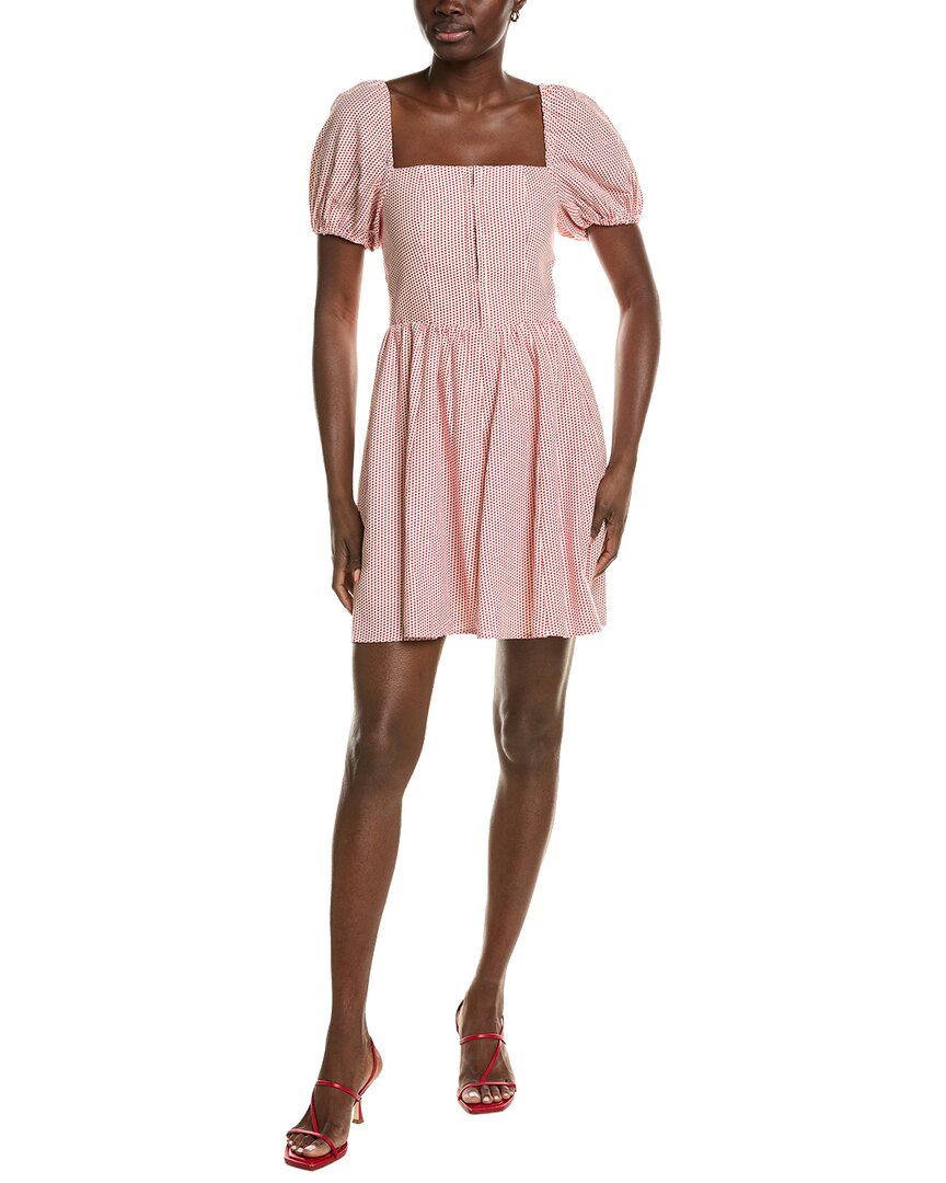 wayf mini dress Linen-Blend Brown Navy tumble dry Imported A Dress Up Themed Color:White Blue Flower