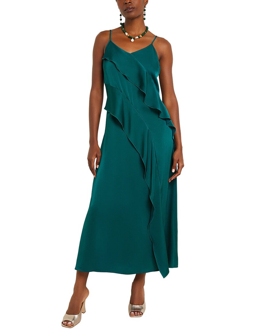 misook dresses Ruffled Crepe de Chine Maxi Dress Amsale Bridesmaid Dress Rene it delivers graceful style Size:MED TALL INV-95588837