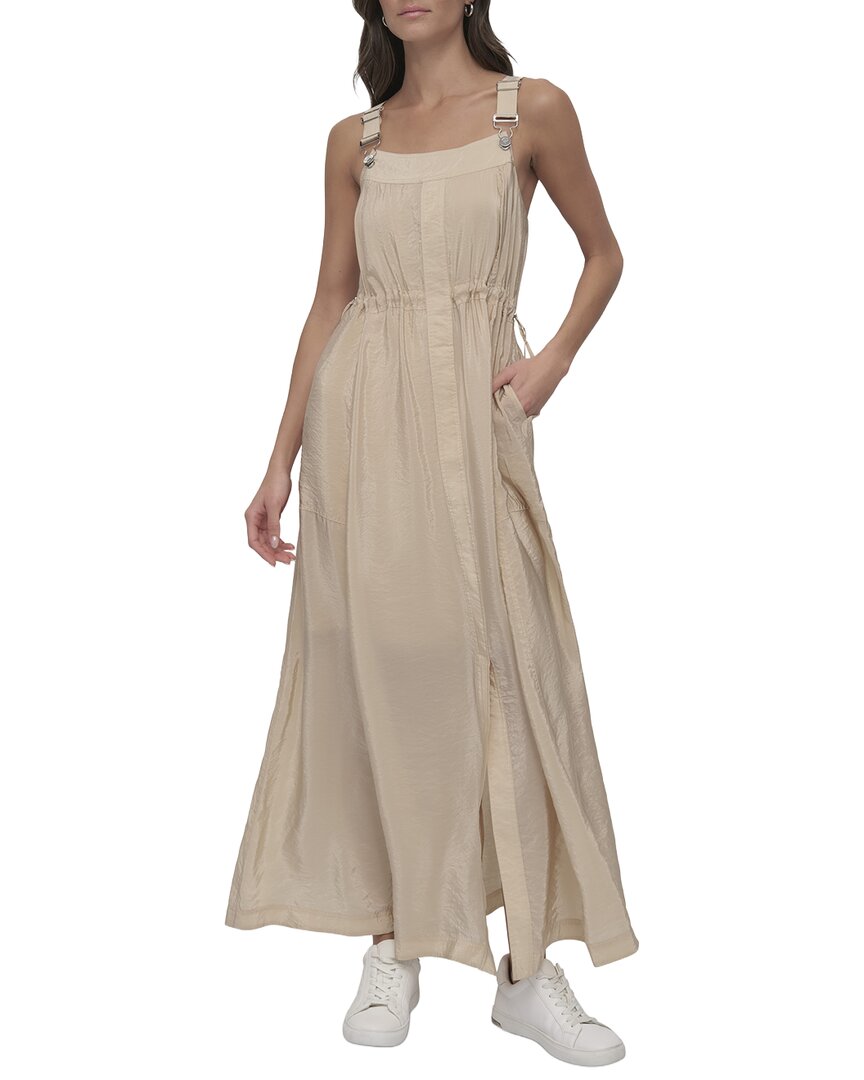 DKNY Women's Sleeveless Overall Dress in Chino Khaki Size Medium