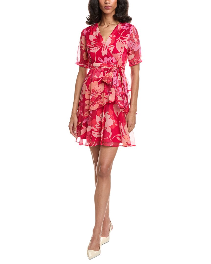Tahari Asl Printed Mini Dress, Red / Petite 0 (XS)