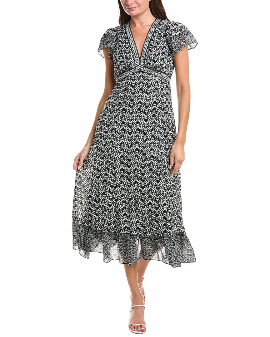 max studio black and white dress V-Neck Ruffle Sleeve & Hem Midi gowns and a sleek finish Steve Madden Women's Hailee Size:TBD