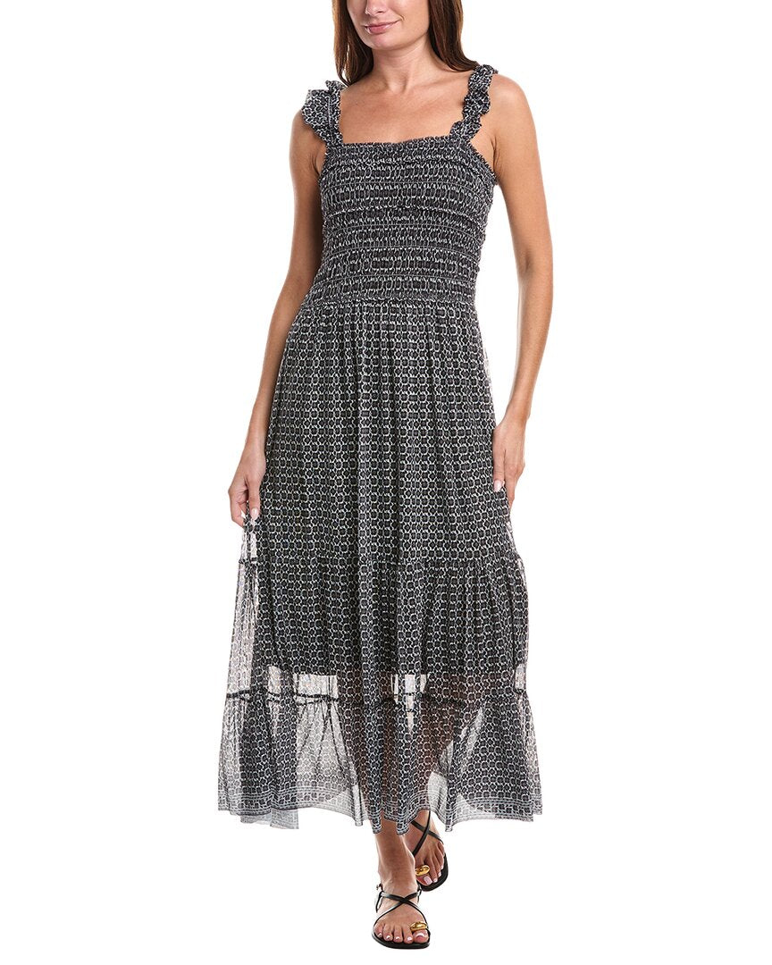 Max Studio Smocked Ruffle Strap Maxi Dress