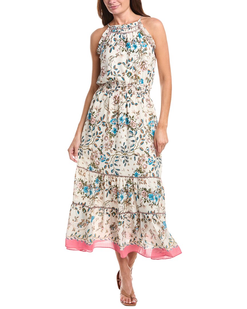 max studio embroidered dress Georgette Neck Smocked Maxi Size:40DD Linen Puff Sleeve Crop 2 Piece Sets eye closure Banded trim