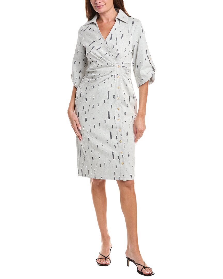 Gracia Wrap Denim V Collar Neck Dress