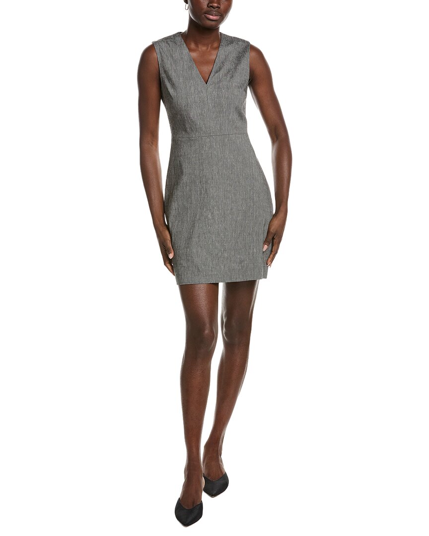 Theory Fitted Linen-Blend Sheath Dress