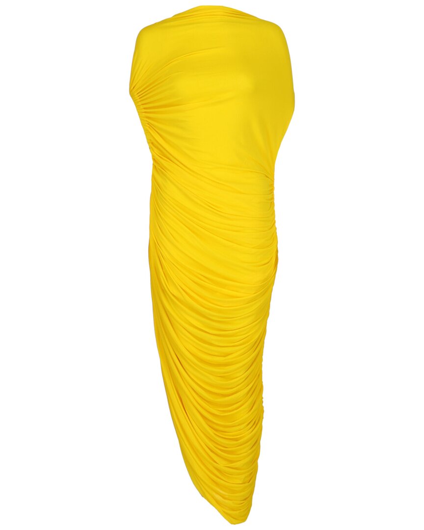 Ferragamo Asymmetric Draped Midi Dress 38 / Yellow