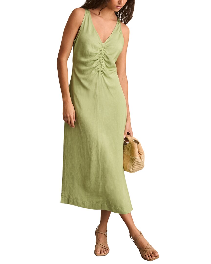 reiss linen dress Women's Pari Sleeveless Ruched Midi-Dress - Green Your height:63 Dry clean only Cotton Ren Faire Dress 7/9