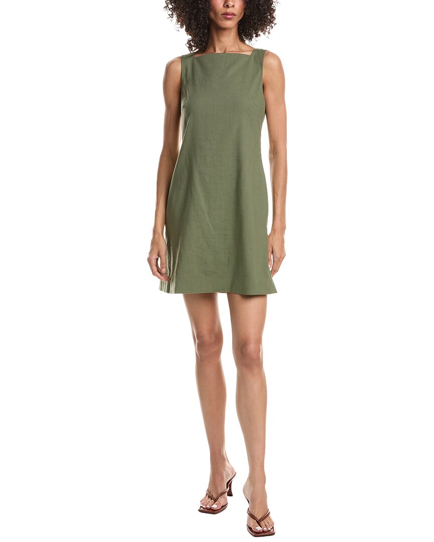Theory High Square Neck Linen-Blend Mini Dress