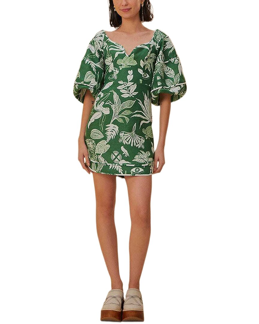 farm rio mini dresses Women's Forest Soul Green Mini-Dress COLOR:Royal Blue/White Under The Stars Green _okendo:syndication_key:CL136707059 A captivating choice for