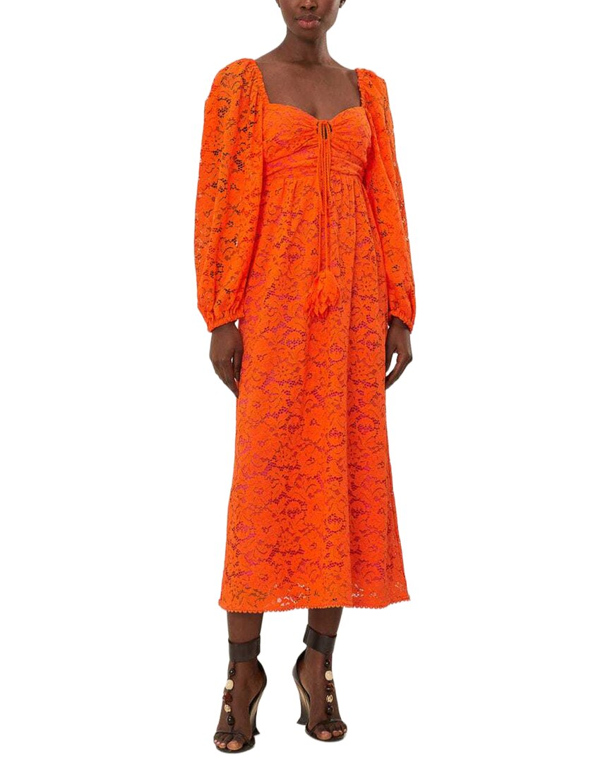 orange farm rio dress Lace Long Sleeve Midi Dress, Orange / XXS Strapless Elegant Evening Gown Its halter neckline gracefully Effortless spring dress for mature women color:Dark red