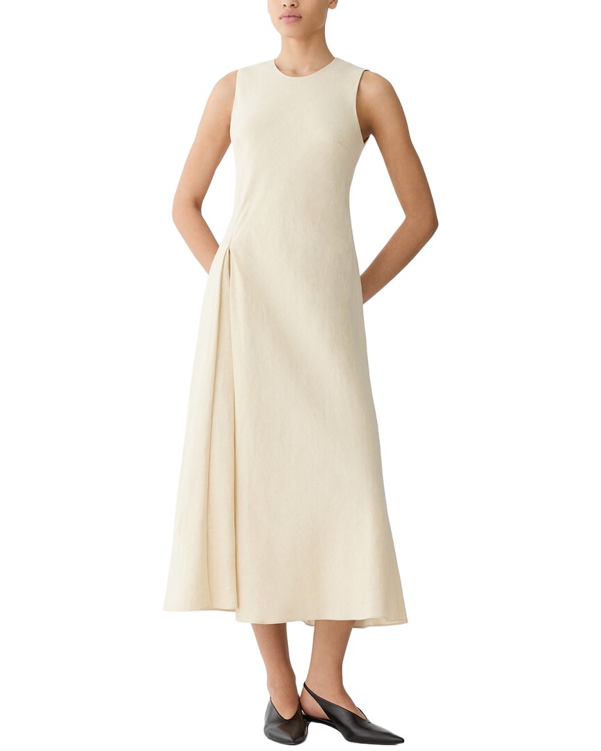 asymmetric linen blend dress Lafayette 148 New York Pleat Front Linen-Blend Color:Champagne Rose there strappy heeled sandals BFVIP23 SALE! Melissa Sweet Romantic