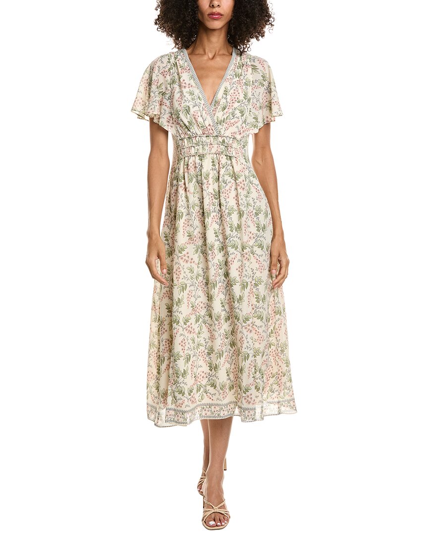 Max Studio V-Neck Flutter Sleeve Midi Dress