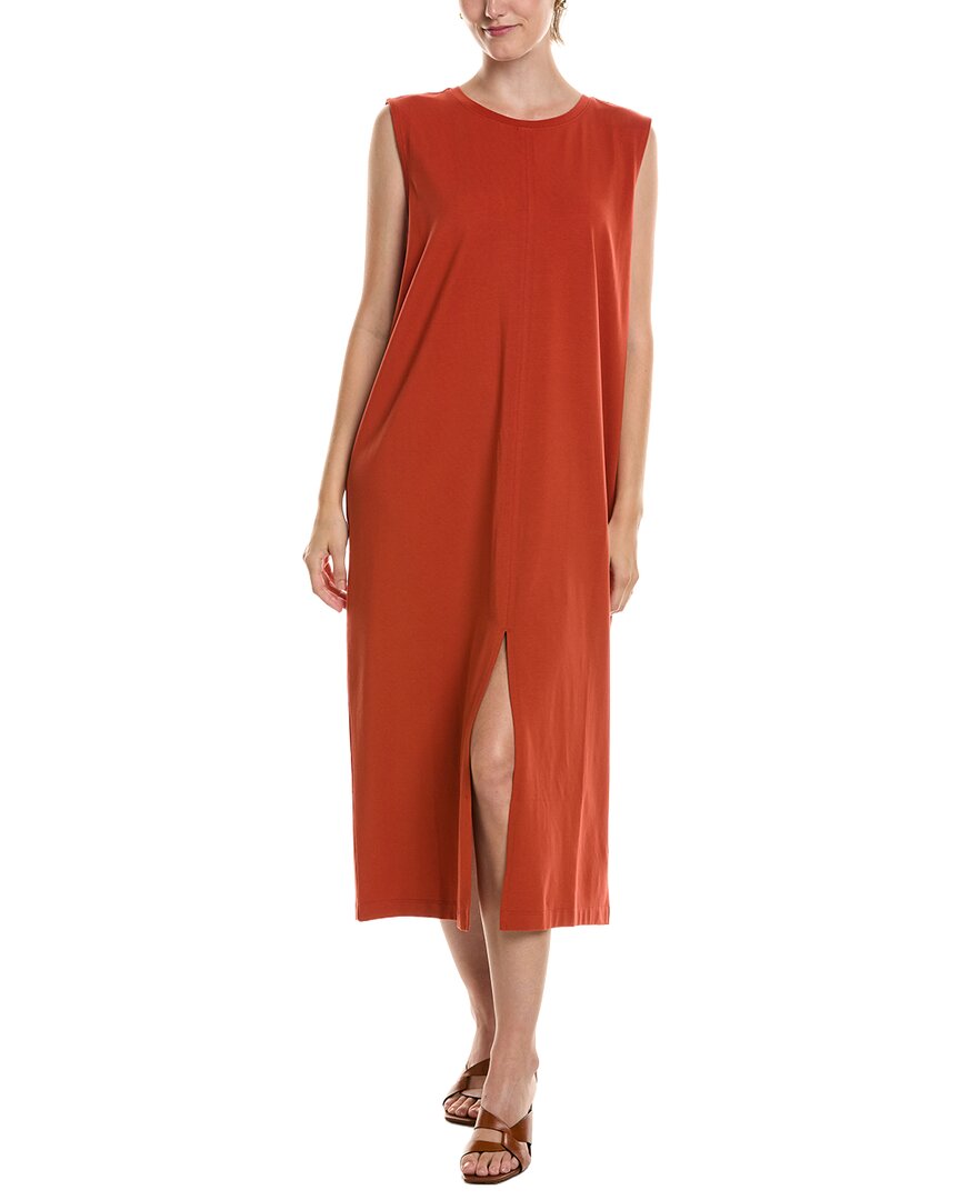 eileen fisher midi dress Petite Solid COLOR:SEPIA the Population Women's Blue Eileen Fisher’s Classic Collar published_date: