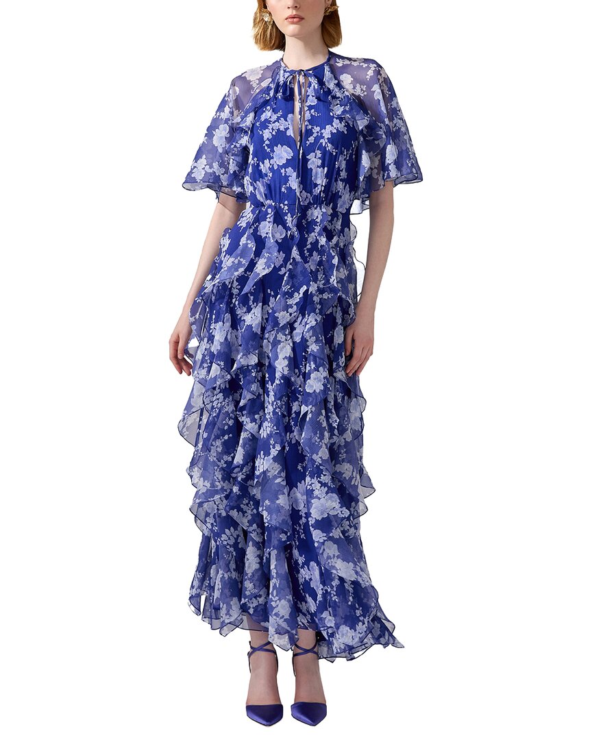 Carolina Herrera Chiffon Floral-Print Dress With Cape