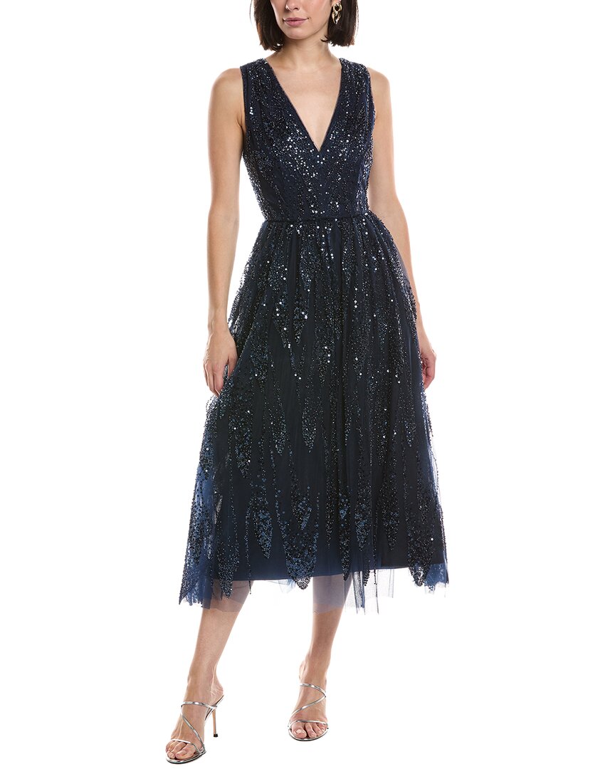 milly formal dresses Tinsley Embroidered V-Neck Dress Navy Multi / 4 Size:12 US Women (9 UK/AU) Valencia High Neck Maxi FIT About 46 from atr_color-Red