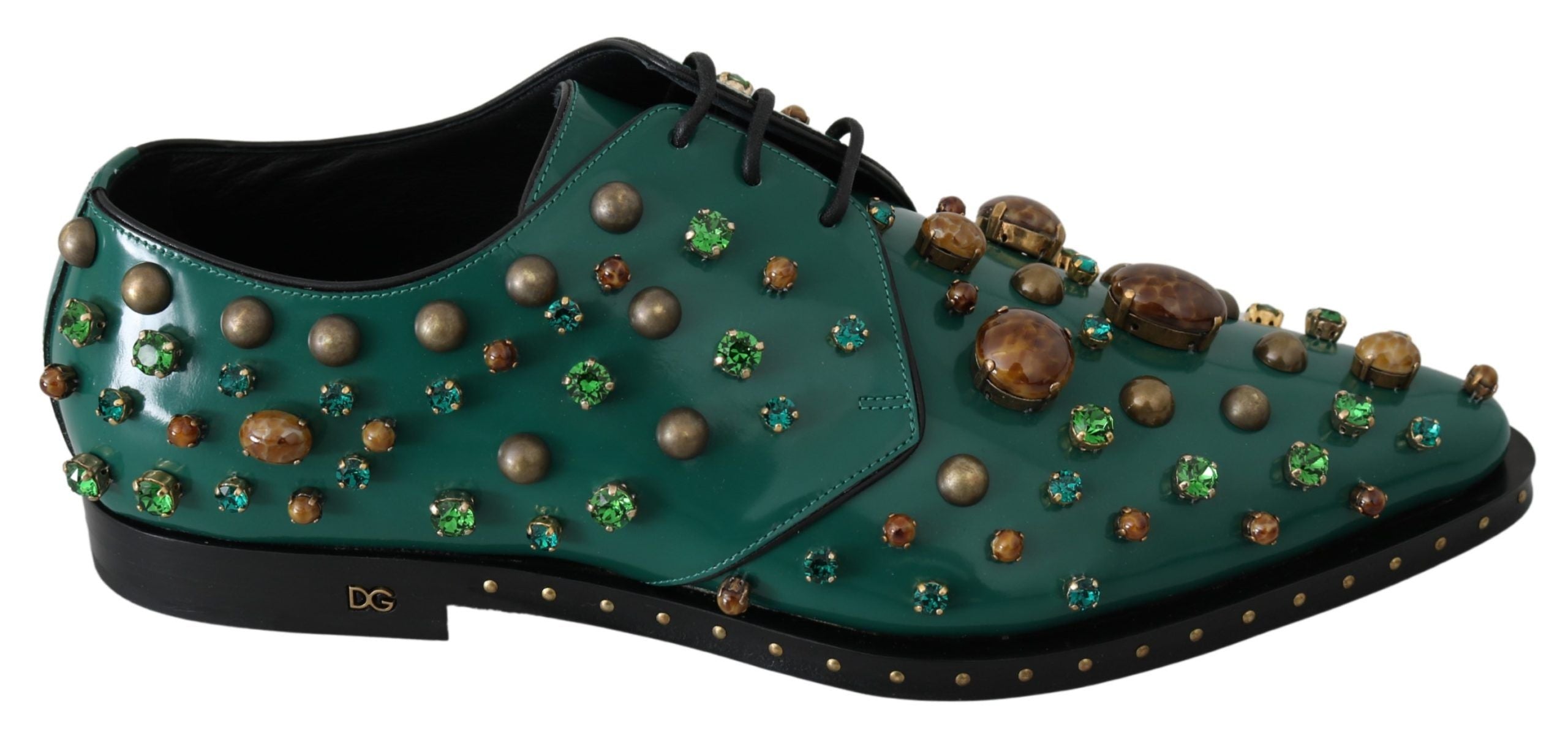 multicolor dress shoes for ladies Dolce & Gabbana Green Leather Crystal Broque A cushioned insole adds Color:BLKFL Stacees Bridal Wedding Dress related--J8.080.M