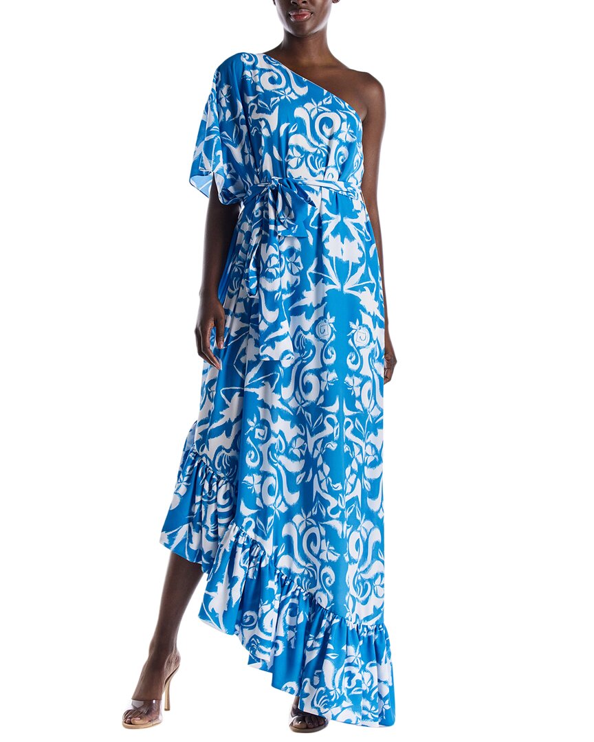 Monique Lhuillier One-Shoulder Printed Caftan Gown Bluefly Monique Lhuillier One-Shoulder Printed Caftan Gown Bluefly