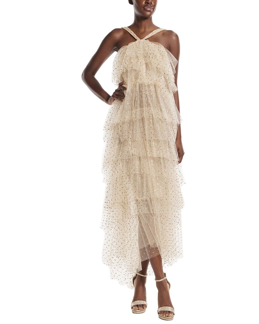 Monique Lhuillier Halter Neck Tiered Dotted Cocktail Dress – Bluefly