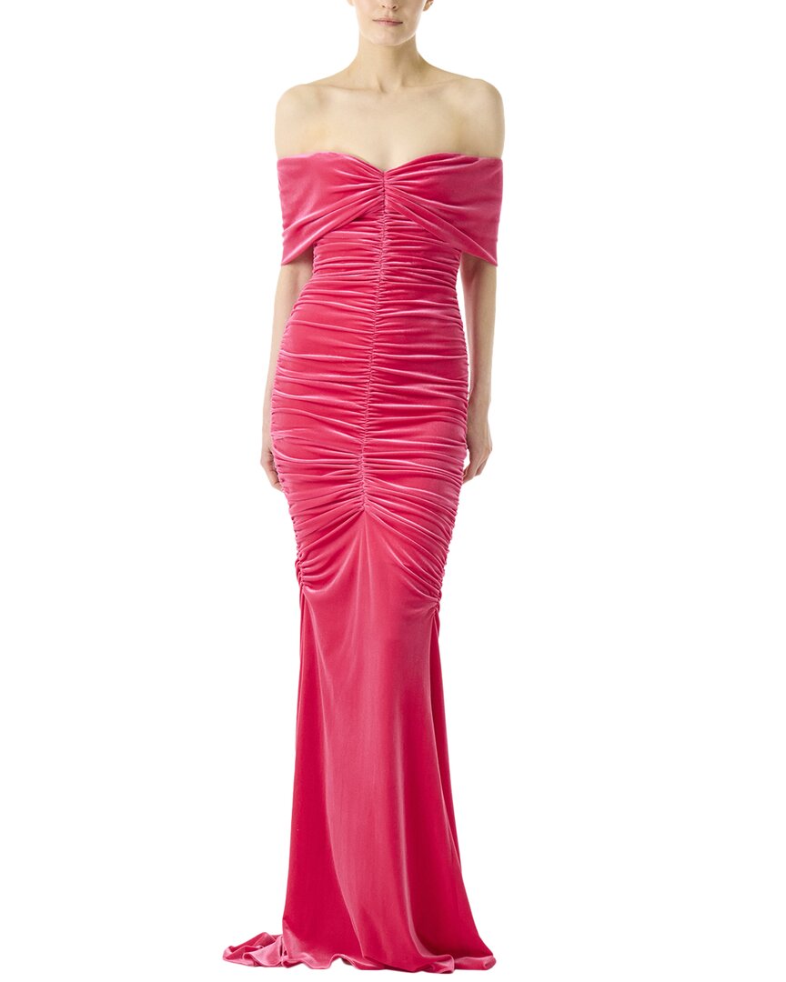 Monique Lhuillier Women's Ruched Off-The-Shoulder Gown - Fuchsia