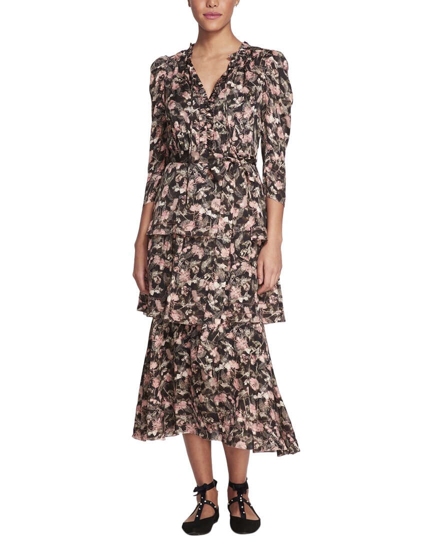 marchesa notte off the shoulder floral dress Blush Floral Tulle Gown