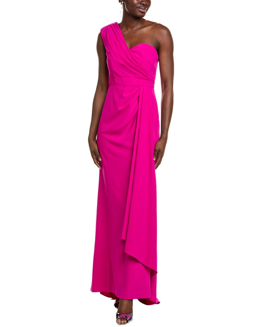 badgley mischka one shoulder dress Badgley Mischka Draped One-Shoulder Chiffon Gown