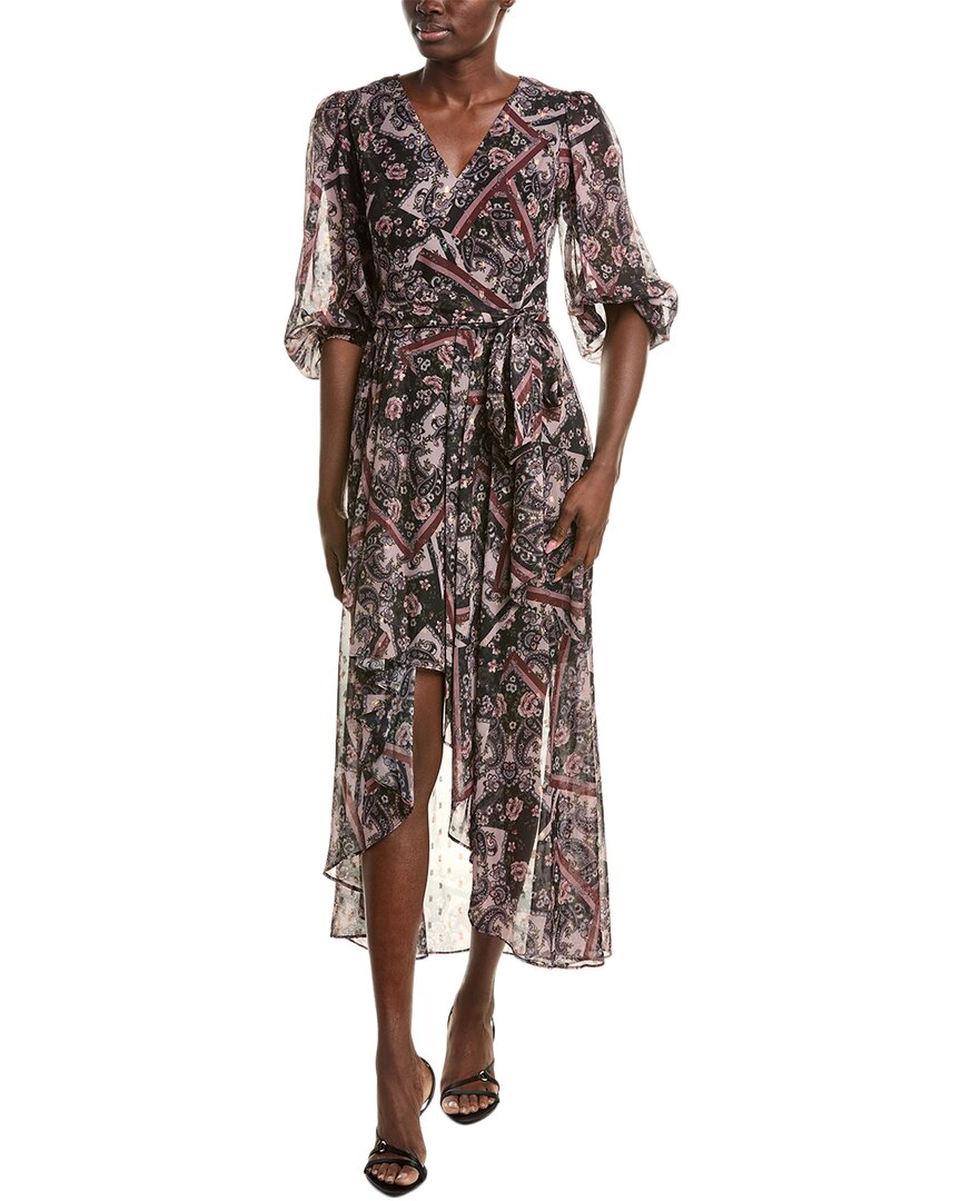 Eliza J Printed Metallic Clip Chiffon Maxi Dress, Pink / 2