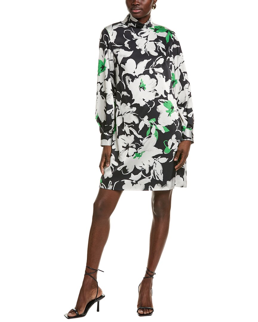 Lela Rose | Floral Satin Crepe Elizabeth Dress | S | Black