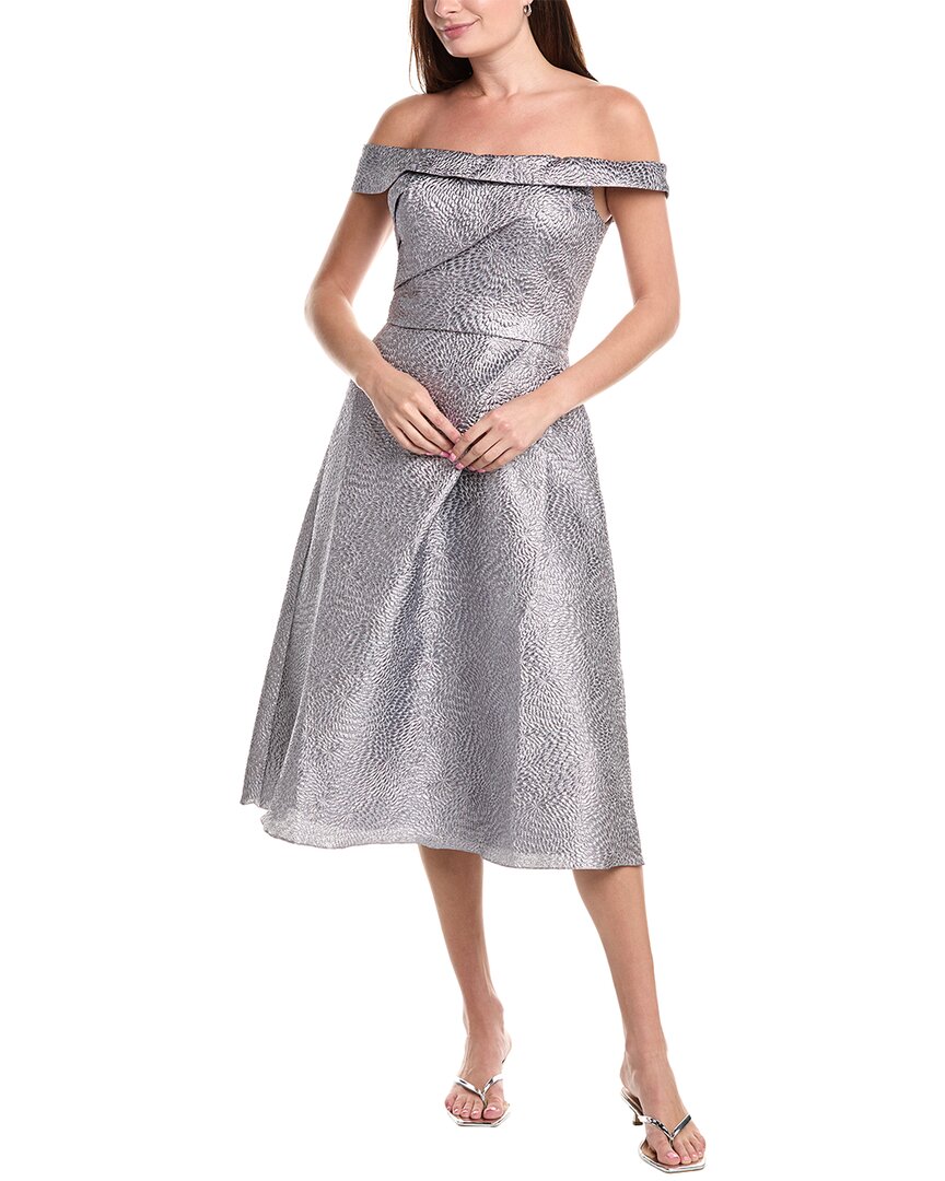 Rene Ruiz Off-The-Shoulder A-Line Brocade Cocktail Dress, Grey Multi / 6 Rene Ruiz Off-The-Shoulder A-Line Brocade Cocktail Dress, Grey Multi / 6