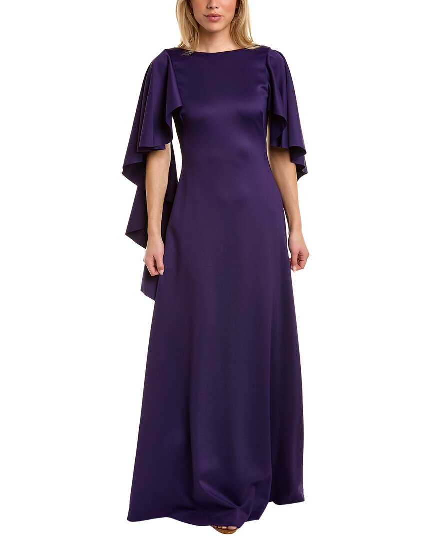 Black Halo Women's Lotus Satin Gown - Purple Rose