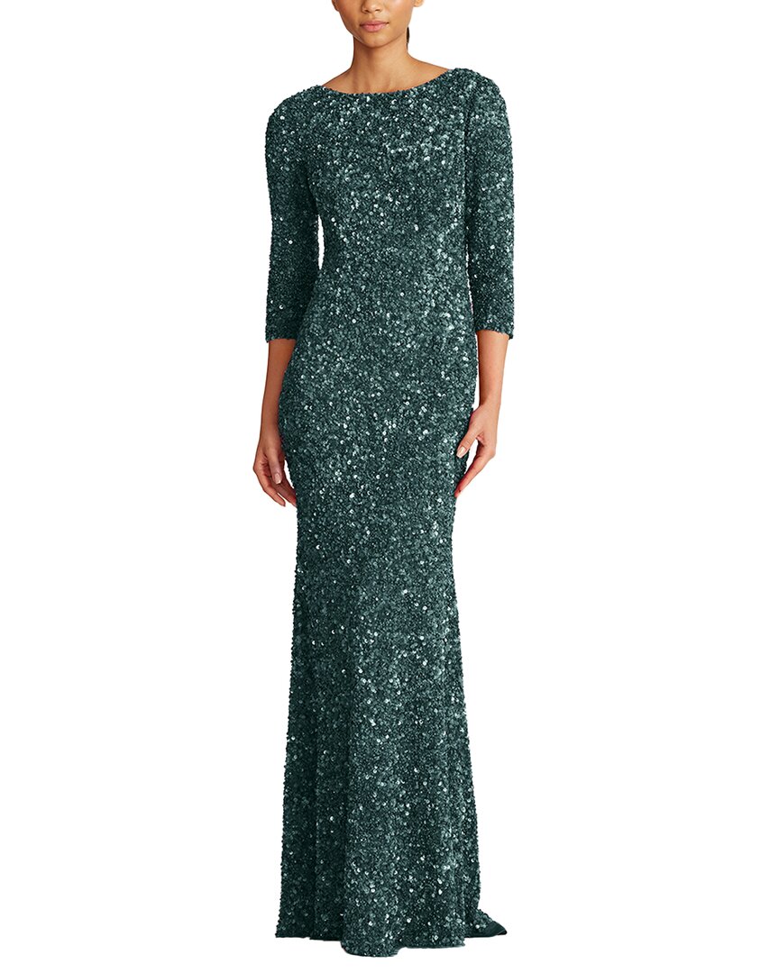 Theia Sequin Gown, Green / 0