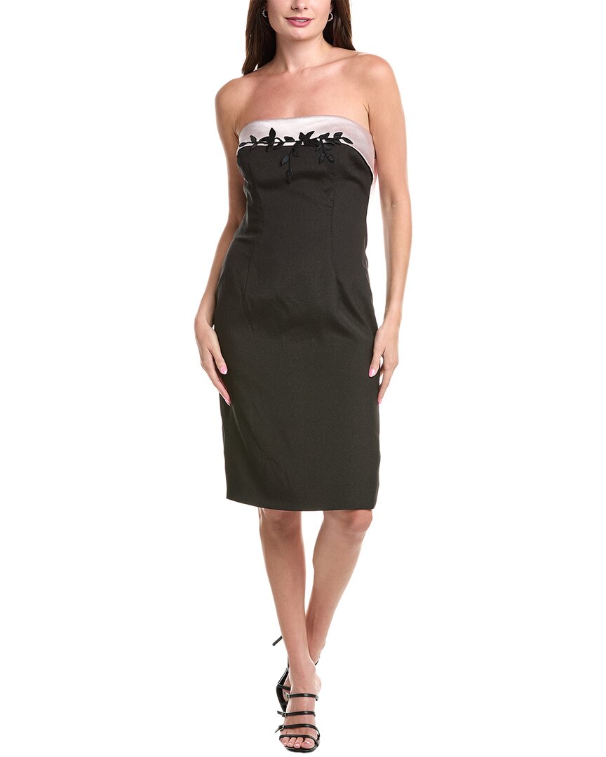 rotate strapless crepe midi dress Rene Ruiz Strapless Mikado & Crepe Cocktail Dress, Black / 16