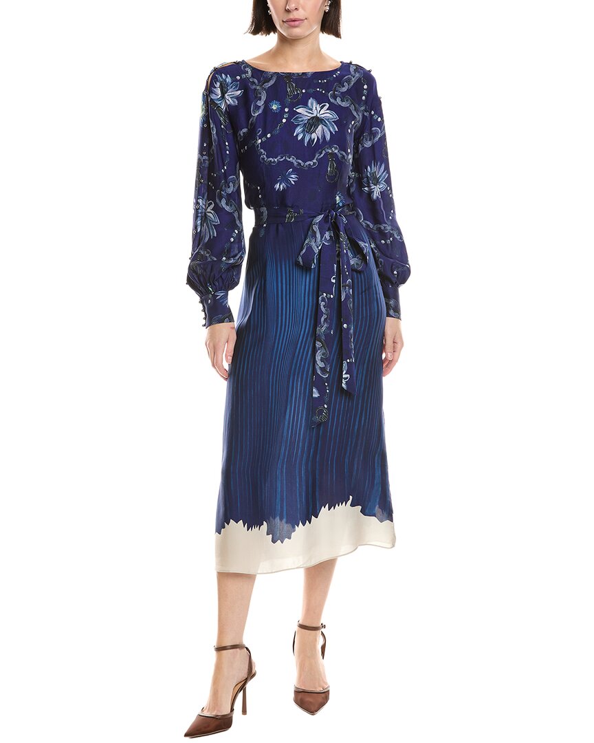 Marchesa Notte Printed Georgette Midi Dress