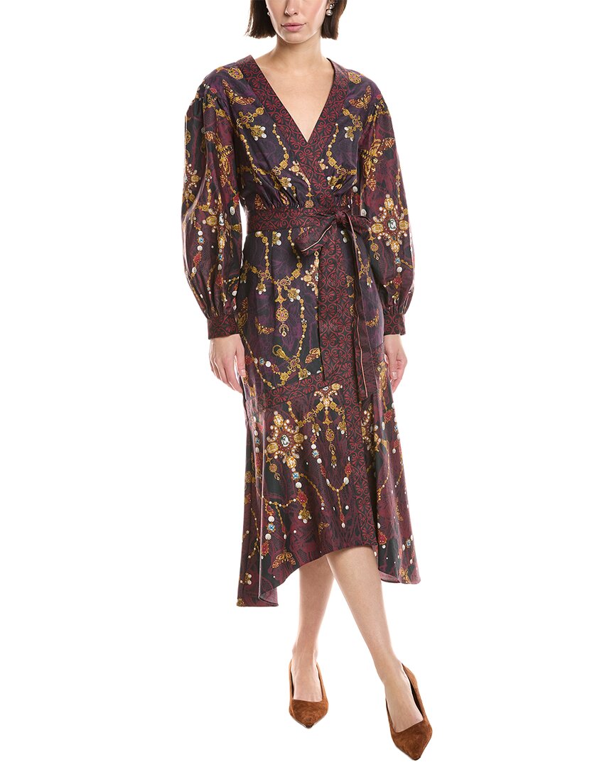marchesa notte dress Printed V-Neck Midi The shimmering mixed Farbic order - Choose size:10 yards / 9.0 meters Suede Nice Black Loafers Color_Browns