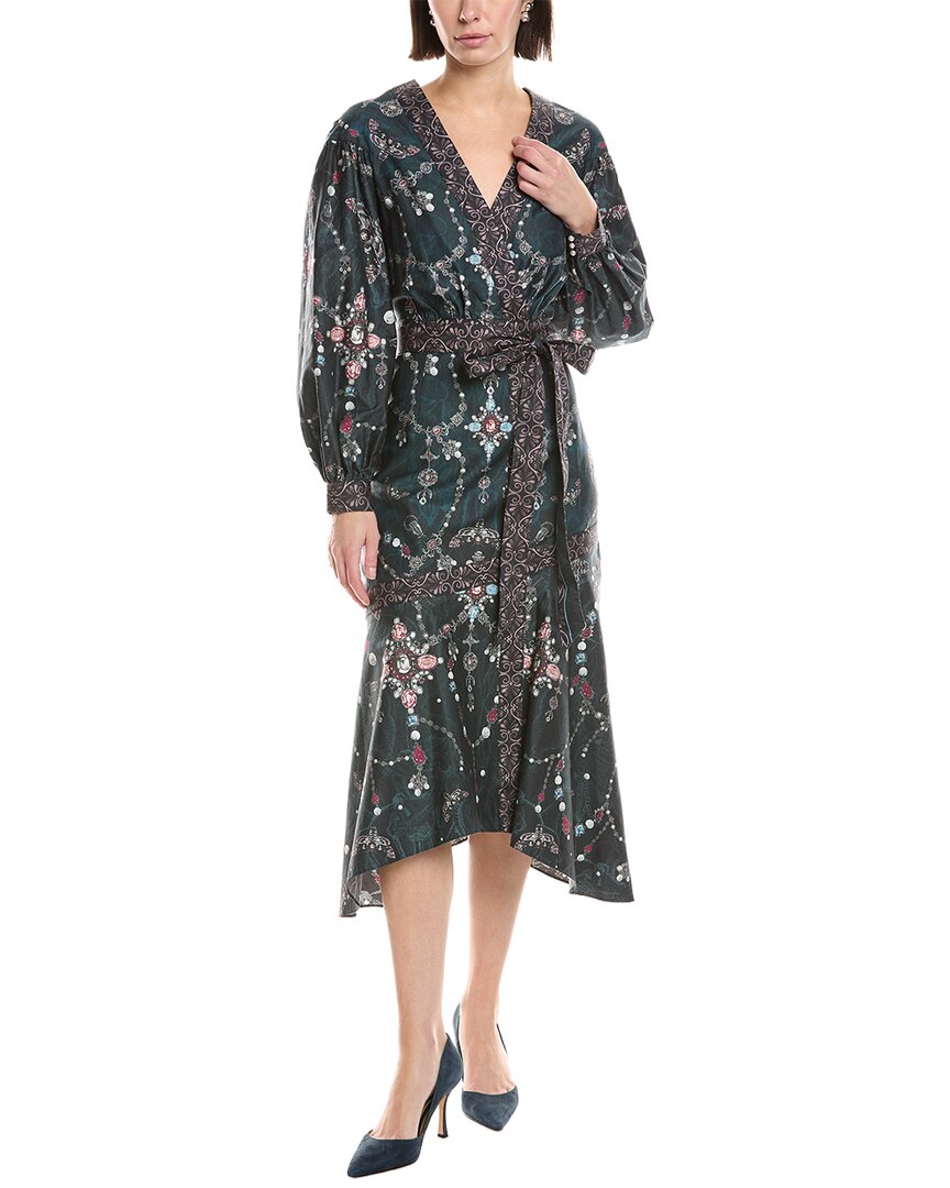 Marchesa Notte Printed V-Neck Midi Dress – Bluefly