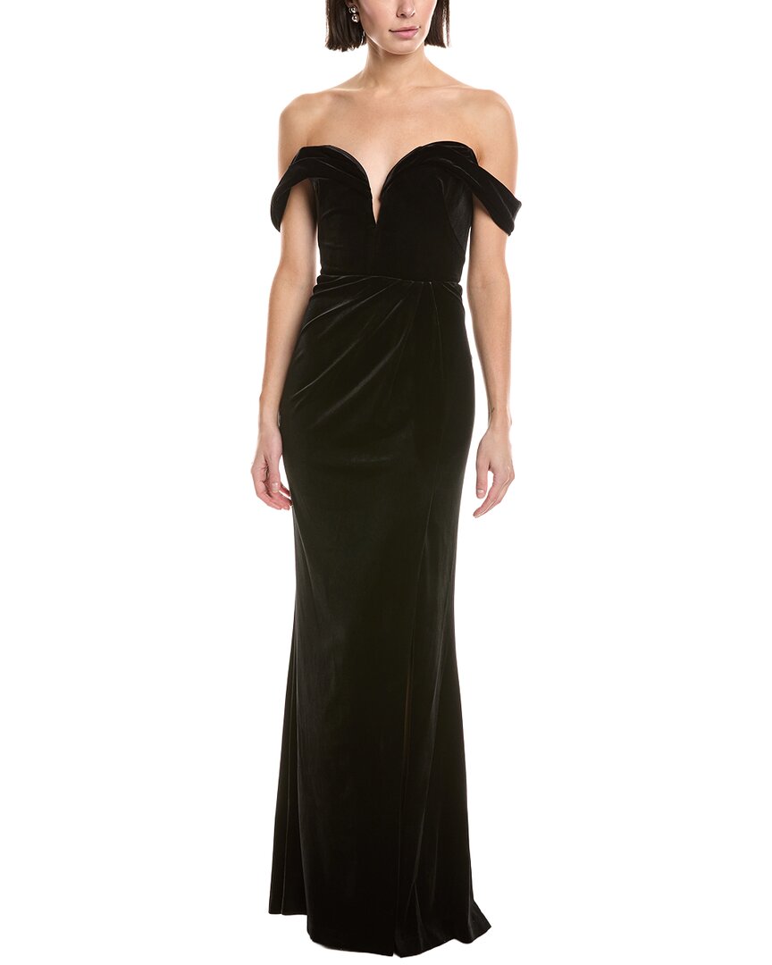 Marchesa Notte Off-The-Shoulder Velvet Maxi Dress Marchesa Notte Off-The-Shoulder Velvet Maxi Dress