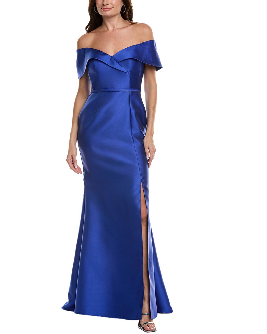 Rene Ruiz Off-Shoulder Fit & Flare Gown, Blue / 8 Rene Ruiz Off-Shoulder Fit & Flare Gown, Blue / 8