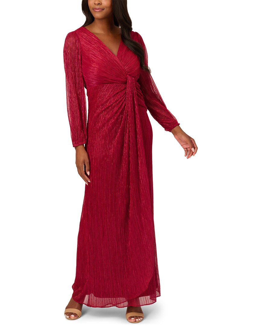 Adrianna Papell Metallic Mesh Draped Gown – Bluefly