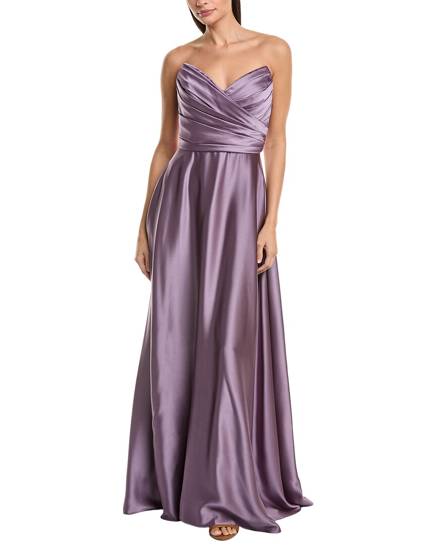 Amsale womens Draped Bodice Gown, 4, Purple, Women's