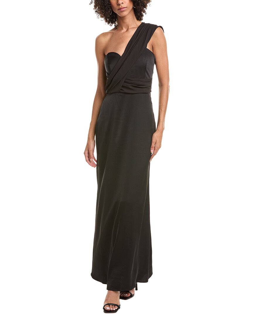 Halston womens Roselle Crepe Gown, 4, Black, Women's