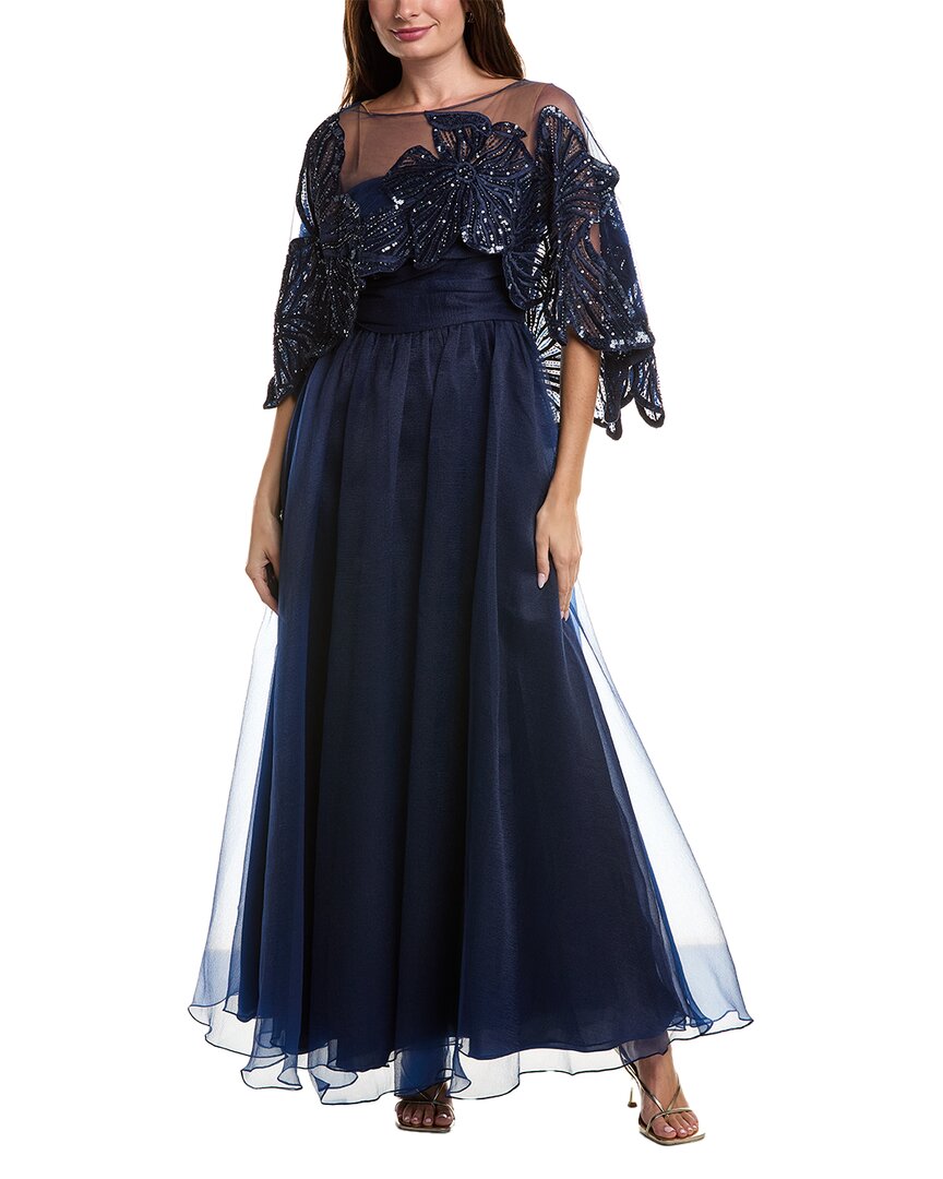Theia Ginny Beaded Capelet Gown Theia Ginny Beaded Capelet Gown