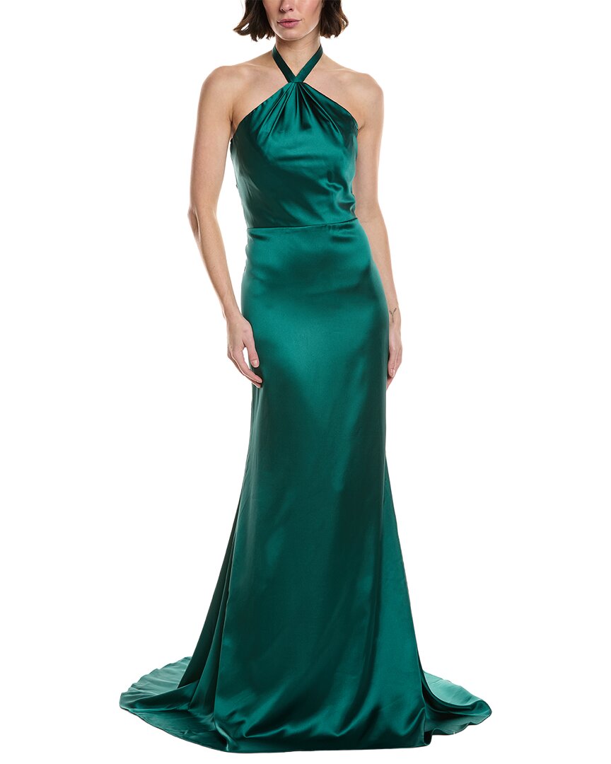 Rene Ruiz Stretch Satin Gown, Green / 8